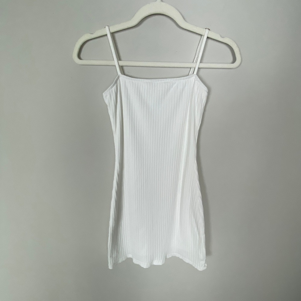 Sabo Skirt Ribbed Mini Dress Small White Coquette Date Beachy Festival Cute